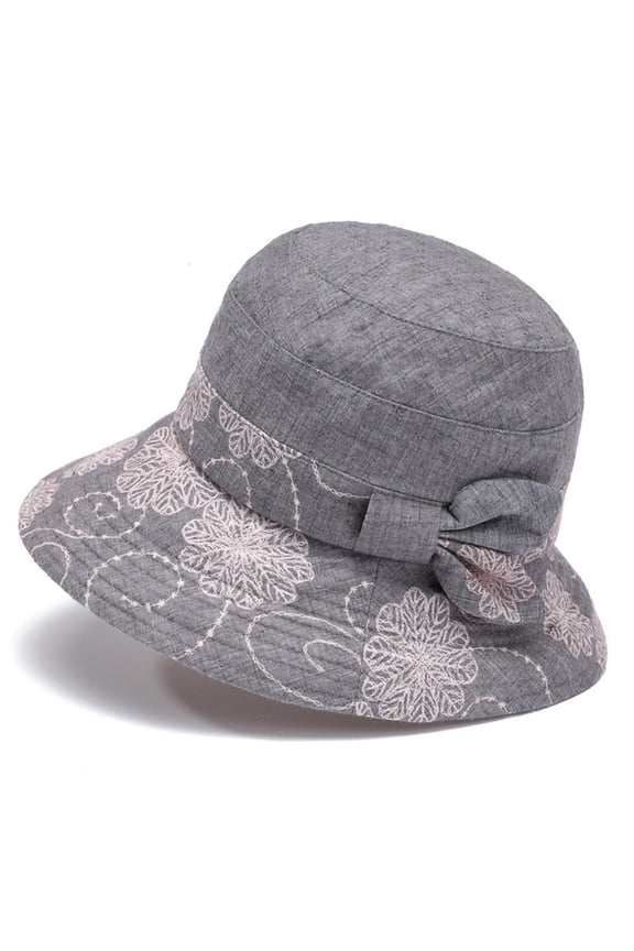 Wide Brim Bucket Hat for Women Flower Printed Breathable Summer Bowknot UV Protection Travel Beach Sun Hat