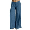 thumbnail image 1 of Besolor Wide Leg Pants for Women Mid Waist Long Palazzo Pants Solid Casual Loose Fit Flowy Lounge Trousers with Pockets, 1 of 6