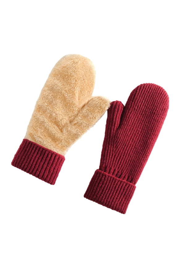Winter Mittens for Women Warm Thermal Fleece Lining Thick Knitted Soft Cozy Snow Gloves for Cold Weather