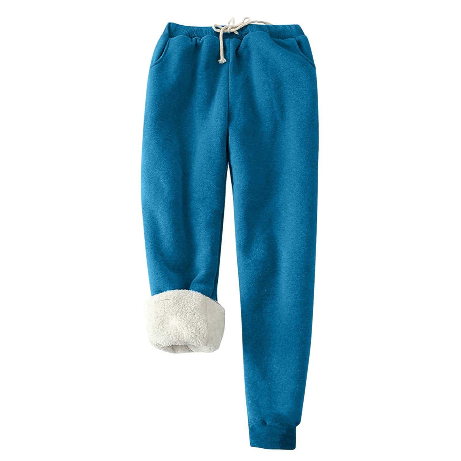 Yuzhih Winter Warm Fuzzy Sweatpant for Women Elastic High Waist Sherpa ...