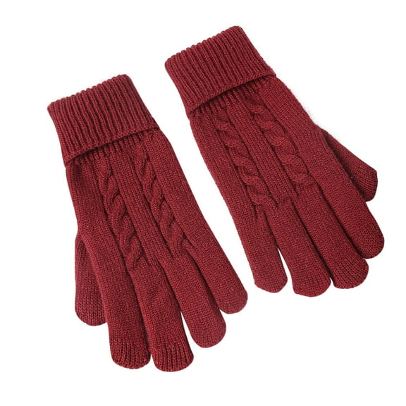 Besolor Winter Warm Gloves for Women, Thermal Cable Knit Elastic Cuff Gloves for Cold Weather, Touchscreen Fingers