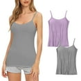 thumbnail image 1 of Besolor Women Camisole Tops Padded Bra Cami Tank Tops Spaghetti Strap Tank Top Basic Layer Camis 2-Pack, 1 of 3