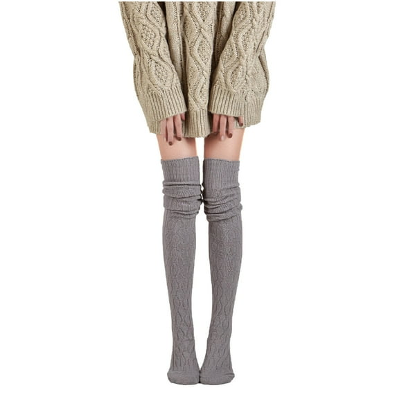 Besolor Women Girls Thigh High Socks Cable Knit Boot Socks Winter Warm over the Knee Extra Long Leg Warmers