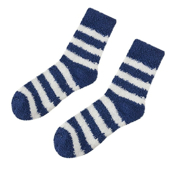 Besolor Women Mens Fuzzy Plush Socks Striped Cozy Winter Warm Slipper Socks Fleece Soft Home Sleeping Socks