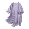 thumbnail image 1 of Besolor Women Summer Fall Trendy Long Cardigan 3/4 Sleeves Open Front Lightweight Cardigan with Pockets, 1 of 3