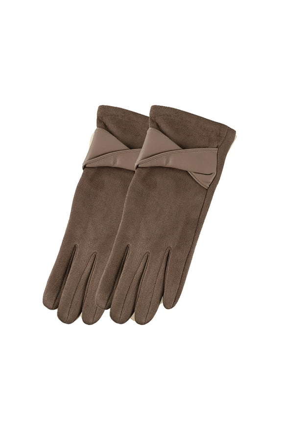 Women Winter Gloves Warm Suede Leather Gloves Elegant Thermal Thick Windproof Gloves Cold Weather