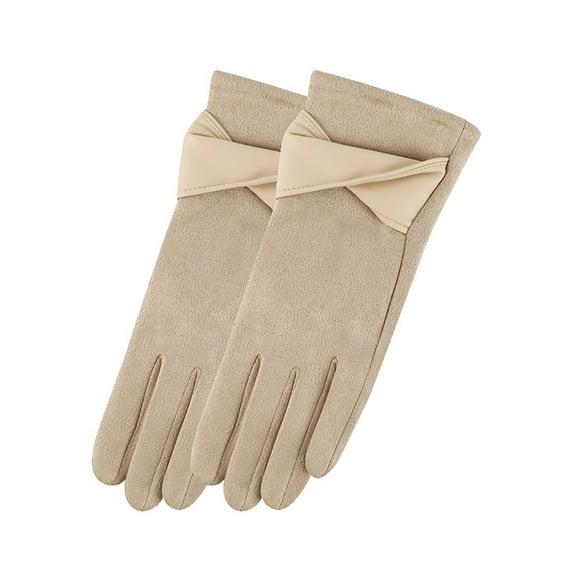 Besolor Women Winter Gloves Warm Suede Leather Gloves Elegant Thermal Thick Windproof Gloves Cold Weather