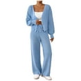 thumbnail image 1 of Besolor Women's 2 Piece Sweater Set Knit Long Sleeve Cropped Cardigan Top and Pants Loungewear Sets Fall Winter Clothes, 1 of 8
