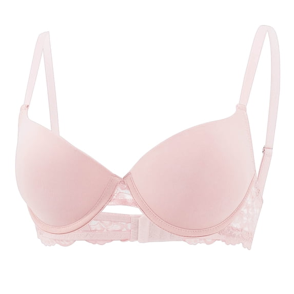 Besolor Women's Bras No Underwire Push up Supportive Seamless Deep V Neck Spaghetti Strap Comfy Underwear Everyday Bras(Small,Pink)