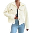 thumbnail image 1 of Besolor Women's Button down Fleece Shacket Jacket Lapel Long Sleeve Warm Winter Fuzzy Coats Outerwear, 1 of 4