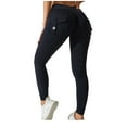 thumbnail image 1 of Besolor Women's Cargo Yoga Leggings with Pockets High Waisted Stretch Workout Running Pants Butt Lifting Gym Tights Black, 1 of 3