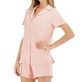 thumbnail image 1 of Besolor Women's Casual Pajamas Short Sleeve Button down Shirts and Shorts Set 2 Pieces Outfits Sleepwear Pjs with Pocket, 1 of 6