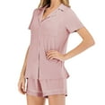 thumbnail image 1 of Besolor Women's Casual Pajamas Short Sleeve Button down Shirts and Shorts Set 2 Pieces Outfits Sleepwear Pjs with Pocket, 1 of 6