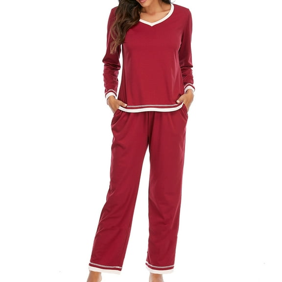 Besolor Women's Casual Pajamas Soft Long Sleeve Tops and Pants Sets 2 Pieces Outfits Sleepwear Pjs with Pockets