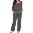 thumbnail image 1 of Besolor Women's Casual Pajamas Soft Long Sleeve Tops and Pants Sets 2 Pieces Outfits Sleepwear Pjs with Pockets, 1 of 7