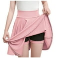 thumbnail image 1 of Besolor Women's Casual Stretchy Flared Pleated Mini Skater Skirt with Shorts Basic Versatile High Waist Short Skirts, 1 of 4