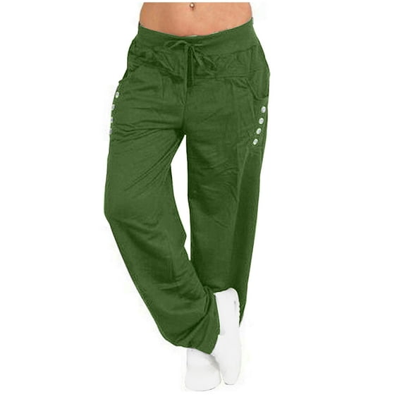 Besolor Women's Causal Drawstring High Waist Sweatpants Yoga Lounge Casual Pants Open Bottom Sweat Pants for Women with Pockets