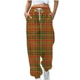 thumbnail image 1 of Besolor Women's Cinch Bottom Sweatpants Plaid High Waisted Sporty Gym Jogger Pants Casual Baggy Lounge Trousers with Pockets, 1 of 5