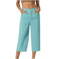 thumbnail image 1 of Besolor Women's Capris Pants High Waisted Straight Leg Pants Casual Loose Work Loungewear Trouser with Pockets, 1 of 5