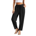 thumbnail image 1 of Besolor Women's Cotton Linen Pants Summer Casual Lace Drawstring Elastic Waist Cropped Trouser with Pockets, 1 of 6
