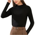 thumbnail image 1 of Besolor Women's Crew Neck Long Sleeve Pullover Undershirt Casual Comfy Basic Tee Ladies Solid Color Layering Tops, 1 of 2