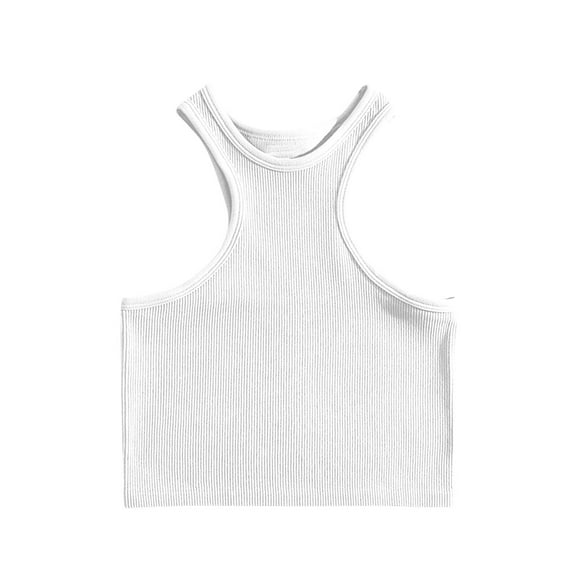 Besolor Women's Crop Tank Tops Ribbed Workout Sleeveless Crewneck Going out Trendy Shirts Racerback Crop Tops