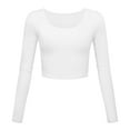 thumbnail image 1 of Besolor Women's Crop Tops Long Sleeve Crew Neck Stretch Slim Fitted Basic Shirt Casual Solid Color Layering Tees, 1 of 2