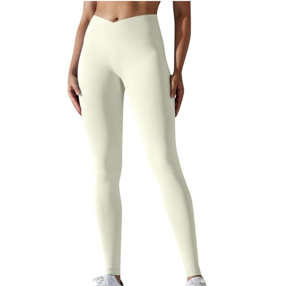 Besolor Women's Crossover Yoga Leggings Scrunch Seamless High Waisted Gym Workout Sport Compression Pants