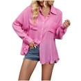 thumbnail image 1 of Besolor Women's Fall Button down Shirt Casual Lightweight Lapel Long Sleeve Oversized Blouses Tops with Pockets, 1 of 9