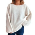 thumbnail image 1 of Besolor Women's Fall Knit Sweater Crewneck Long Sleeve Sweaters Casual Loose Basic Pullover Tops, 1 of 5