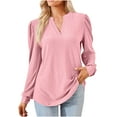 thumbnail image 1 of Besolor Women's Fall Tunic Tops Trendy V Neck Long Sleeve T-Shirts Casual Loose Fit Going out Dressy Blouses, 1 of 6