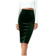 thumbnail image 1 of Besolor Women's Velvet Skirts Stretchy High Waist Back Split Work Office Formal Party Midi Length Pencil Skirts, 1 of 9