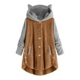 thumbnail image 1 of Besolor Women's Fuzzy Fleece Hooded Jackets Cute Plush Button down Plus Size Coat Fall Winter Thicken Warm Outerwear, 1 of 4