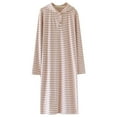 thumbnail image 1 of Besolor Women's Hooded Nightgown Striped Long Sleeve Sleepshirt Casual Comfy Pajama Dress Sleepwear, 1 of 9