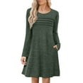 thumbnail image 1 of Besolor Women's Long Sleeve Tunic Dress Casual Crewneck Pleated Front Mini Fall Dresses with Pockets, 1 of 6