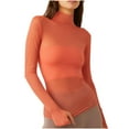 thumbnail image 1 of Besolor Women's Mesh Long Sleeve Tops Mock Neck Sheer Blouse Floral Lace Layering Tops See Throughs Tee Shirt, 1 of 6