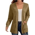thumbnail image 1 of Besolor Women's Open Front Long Sleeve Cardigan Sweaters Casual Plus Size Lightweight Coats Fall Clothes with Pockets, 1 of 7