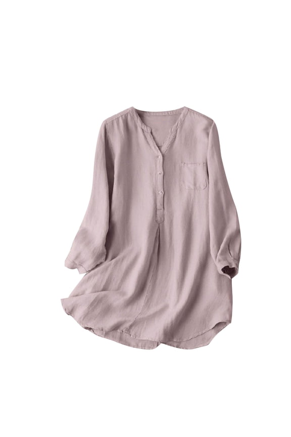 Women's Oversized Button down Shirt with Pocket Long Sleeve Cotton Linen Cover Ups Casual Tunic Blouse Top