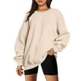 thumbnail image 1 of BLVB Women's Oversized Fall Winter Sweatshirts Long Sleeve Crew Neck Casual Solid Color Pullover Tops Shirts, 1 of 5