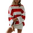 thumbnail image 1 of Besolor Women's Oversized Sweaters Trendy Color Block Crewneck Long Sleeve Knitted Pullover Tops Fall Outfits, 1 of 5
