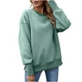 thumbnail image 1 of Besolor Women's Oversized Thickened Sweatshirt Crewneck Long Sleeve Split Plush Fall Winter Casual Pullover Blouse Tops, 1 of 8