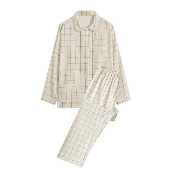 Besolor Women's Pajamas 2 Piece Outfits Casual Long Sleeve Lapel Button down Shirts and Pants Lounge Sets Sleepwear Pjs