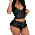 thumbnail image 1 of Besolor Women's Pajamas Sets Lace Splicing V Neck Sleeveless Cami Tops and Shorts 2 Piece Outfits Sleepwear Pjs Black, 1 of 5