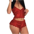 thumbnail image 1 of Besolor Women's Pajamas Sets Lace Splicing V Neck Sleeveless Cami Tops and Shorts 2 Piece Outfits Sleepwear Pjs Red, 1 of 5