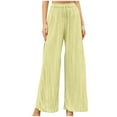 thumbnail image 1 of Besolor Women's Pleated Wide Leg Palazzo Pants with Drawstring High Waisted Casual Baggy Flowy Beach Pants Trousers, 1 of 6