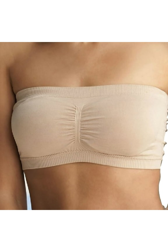 Women's Plus Size Bandeau Bra Padded Strapless Bras Seamless Stretchy Bandeau Bralette Wireless Tube Top Bra