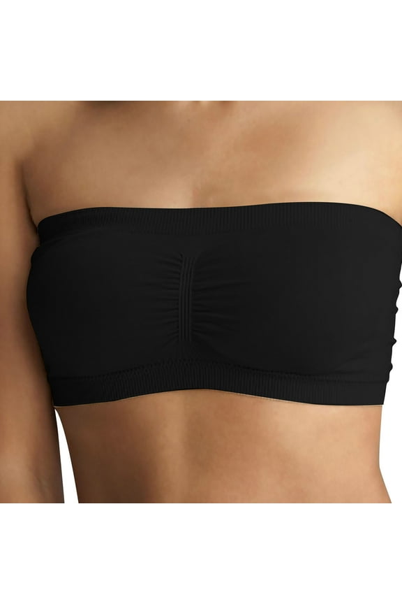Women's Plus Size Bandeau Bra Padded Strapless Bras Seamless Stretchy Bandeau Bralette Wireless Tube Top Bra