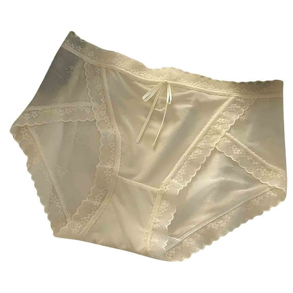 Besolor Women's Plus Size Briefs Hi Cut Full Brief Panty Lace Trimmed Cotton High Waist Underwear