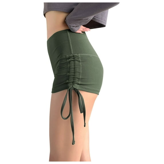 Besolor Women's Plus Size Yoga Shorts High Waisted Stretch Drawstring Butt Lifting Booty Workout Biker Shorts