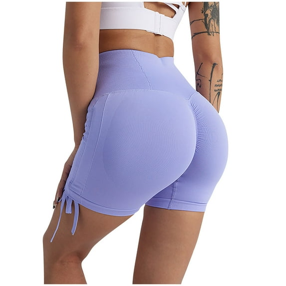Besolor Women's Scrunch Yoga Biker Shorts Seamless High Waisted Drawstring Butt Lifting Gym Compression Short Leggings